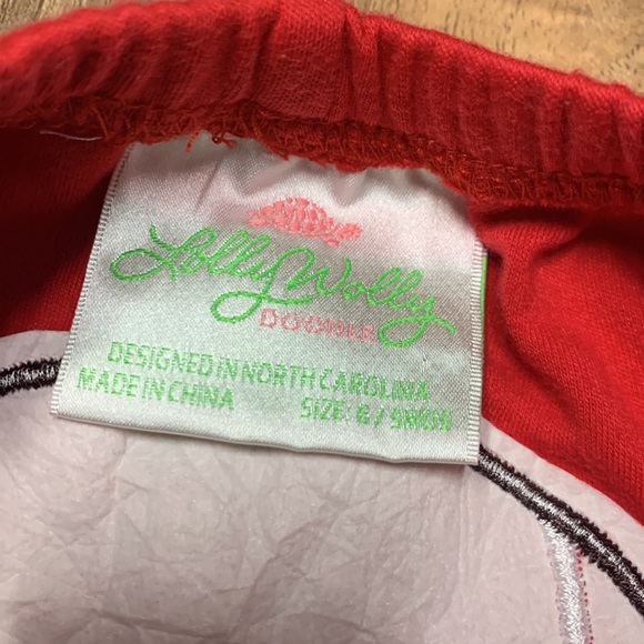 Lolly Wolly Doodle red football diaper cover bottoms 6/9mo - Picture 2 of 5